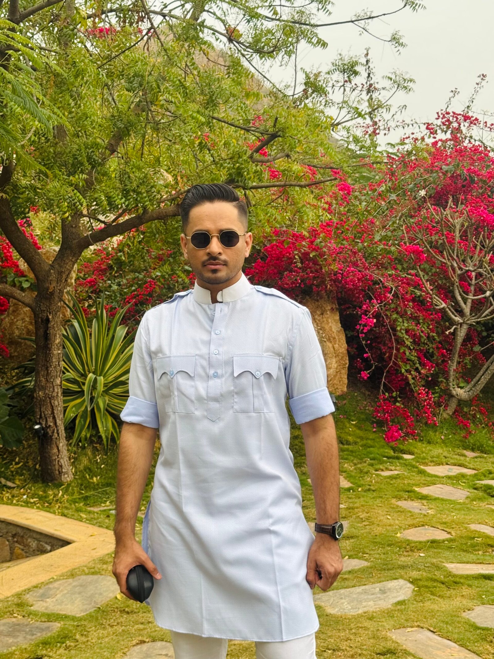 2 Pocket Hunting Kurta Blue Color