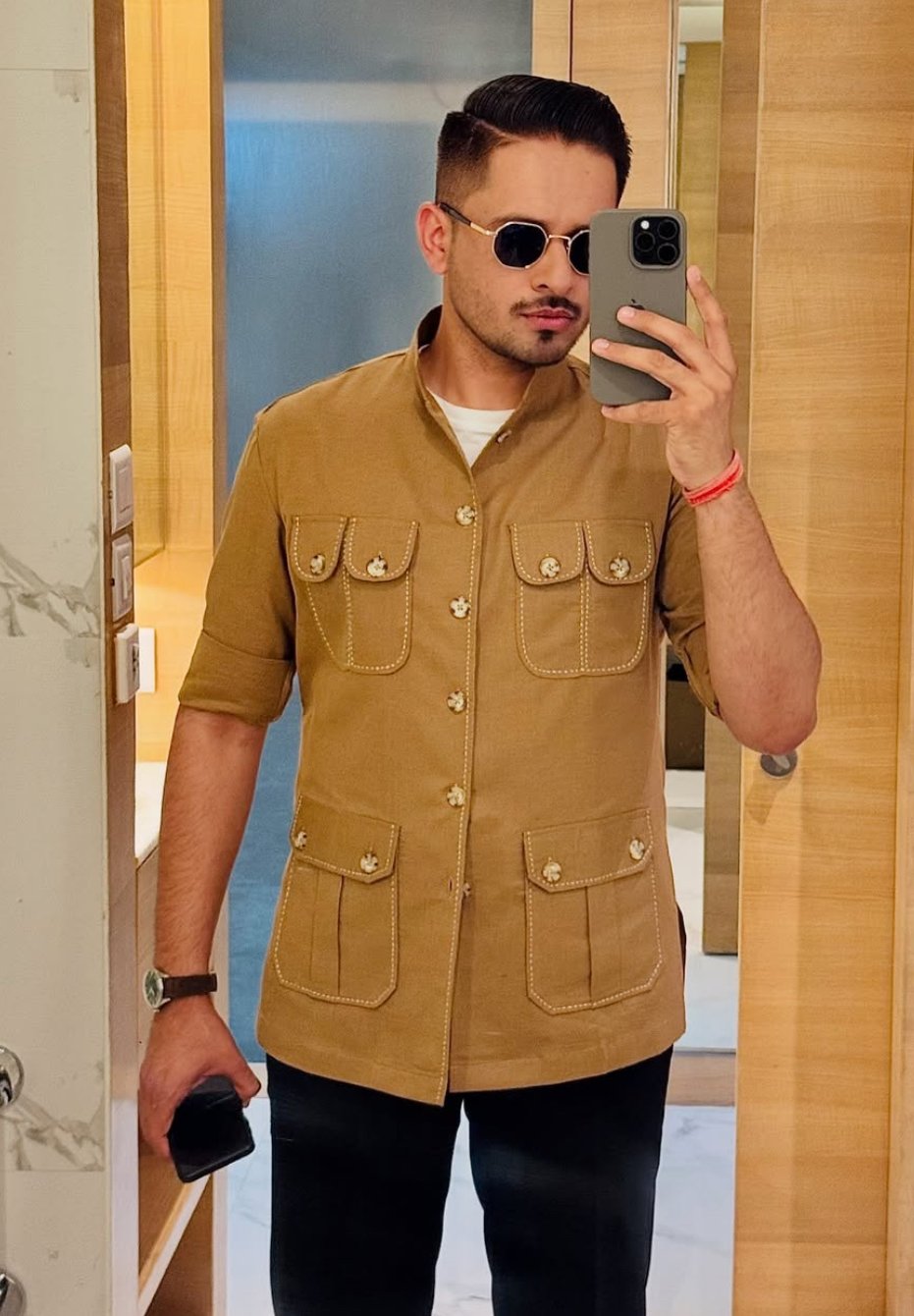 Linen Cigar Pocket Shirt with Hand Overstitches - Image 2